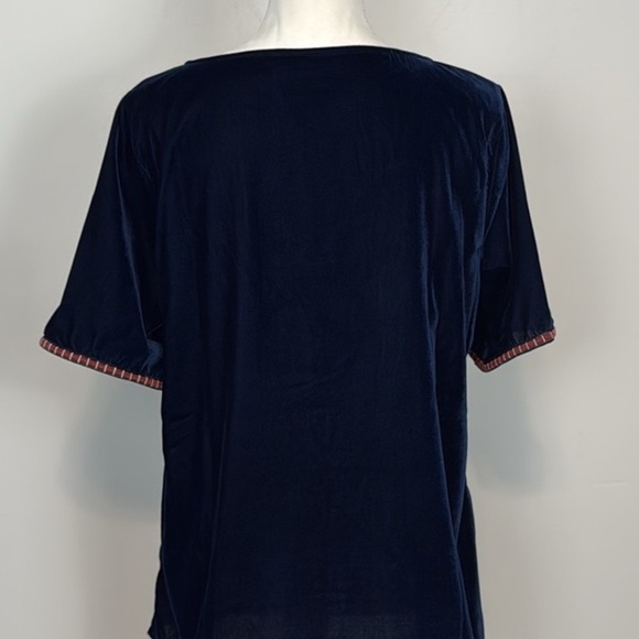 Soft Surroundings Blue Lilian Velvet Top. Embroidered. Size Medium. - Picture 8 of 12